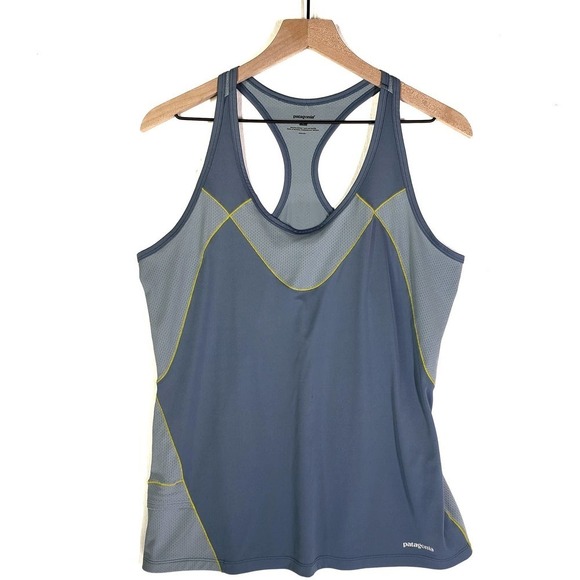 Patagonia Tech Tank Top L Dusty‎ Blue Racerback - Picture 1 of 9